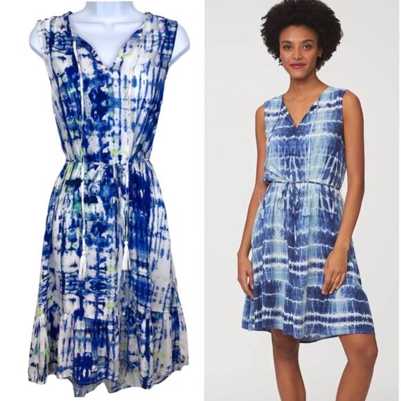 Beach Lunch Lounge Lou Lou Blue Tie Dye Dress - Picture 1 of 12
